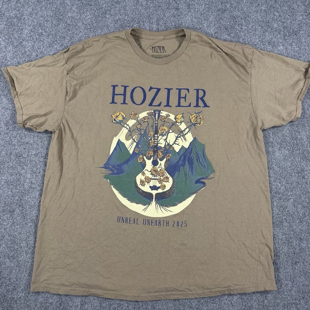 Hozier Unreal Unearth T Shirt Mens XXL Brown 2025 Tour Graphic